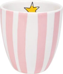 Blond Amsterdam, Even Bijkletsen Mini Mok Roze Streep Zonder Oor, 0,2L